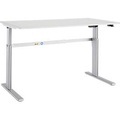 Schäfer Shop Select Schreibtisch Moxxo IQ, elektrisch höhenverstellbar, Rechteck, C-Fuss, B 1800 x T 800 x H 725-1185 mm, lichtgrau/weiss