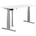 Schäfer Shop Select Schreibtisch NEVADA, elektrisch höhenverstellbar, Rechteck, T-Fuß, B 1600 x T 800 x H 640-1300 mm, Buche/weißaluminium RAL 9006