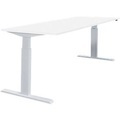 Schäfer Shop Select Schreibtisch NEVADA, elektrisch höhenverstellbar, Rechteck, T-Fuß, B 1800 x T 800 x H 715-1185 mm, weiß/alusilber