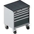 Schäfer Shop Pure Schubladenschrank mit Rollen WSK 18-27, 4 Schübe, bis 200 kg, B 411 x T 572 x H 770 mm, anthrazitgrau/weissaluminium