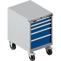 Schäfer Shop Select, Schäfer Shop Select Schubladenschrank mit Rollen WSK 27-36, 5 Schübe, bis 75 kg, B 564 x T 725 x H 920 mm, weissaluminium/enzianblau