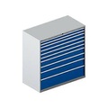 Schäfer Shop Select Schubladenschrank WSK 78?36 E, Stahl, 10 Schübe, 200 kg Traglast, B 1431 mm x T 725 mm x H 1450 mm, weissalu/enzianblau