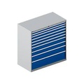 Schäfer Shop Select Schubladenschrank WSK 78?36 E, Stahl, 10 Schübe, 75 kg Traglast, B 1431 mm x T 725 mm x H 1450 mm, weissalu/enzianblau