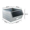 Schäfer Shop Select Sichtlagerkasten, mit Tragestab, L 549 x B 457 x H 300 mm, 60 l, 130 kg, Stahl, verzinkt