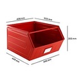 Schäfer Shop Select Sichtlagerkasten, mit Tragestab, L 549 x B 457 x H 300 mm, 60 l, 130 kg, Stahl, RAL 3000 (feuerrot)