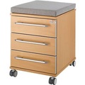 Schäfer Shop Select, Schäfer Shop Select Sitzkissen für Rollcontainer Moxxo IQ 333, B 450 x T 400 x H 4 mm, Stoff grau + Schwerlastrollen, bis 100 kg, feststellbar