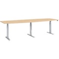 Schäfer Shop Select, Schäfer Shop Select Tisch, elektrisch höhenverstellbar, Boot, T-Fuss, B 2800 x H 640-1300 mm, Ahorn/weissaluminium