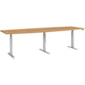Schäfer Shop Select, Schäfer Shop Select Tisch, elektrisch höhenverstellbar, Boot, T-Fuss, B 2800 x H 640-1300 mm, Buche/weissaluminium