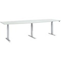 Schäfer Shop Select, Schäfer Shop Select Tisch, elektrisch höhenverstellbar, Boot, T-Fuss, B 2800 x H 640-1300 mm, lichtgrau/weissaluminium