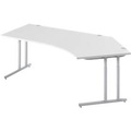 Schäfer Shop Select Schreibtisch 135° COMBITEC, B 2165 x T 800 x H 677 - 817 mm, lichtgrau/weißalu