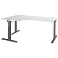 Schäfer Shop Select Winkelschreibtisch ERGO-T 2.0, 90° Winkel, Ansatz links, T-Fuss, B 2000 x T 1200/800 x H 675-895 mm, lichtgrau/anthrazit