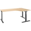 Schäfer Shop Select, Schäfer Shop Select Winkelschreibtisch ERGO-T 2.0, 90° Winkel, Ansatz rechts, T-Fuss, B 2000 x T 1200/800 x H 675-895 mm, Ahorn/anthrazit