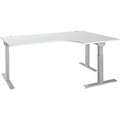 Schäfer Shop Select, Schäfer Shop Select Winkelschreibtisch ERGO-T 2.0, 90° Winkel, Ansatz rechts, T-Fuss, B 2000 x T 1200/800 x H 675-895 mm, lichtgrau/weissalu