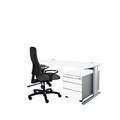 Planova Basic Schreibtisch und Rollcontainer 1233, weiß/weißalu