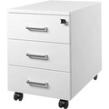 Schäfer Shop Pure Rollcontainer 333, 3 Schübe, abschliessbar, Metallgriffe, Feinblech pulverbeschichtet, B 420 x T 600 x H 570 mm, weiss
