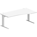 Schäfer Shop Pure Schreibtisch PLANOVA BASIC, B 1800 x T 1000/800 x H 717 mm, weiss, Gestell weiss