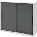 Schiebetür-Anbauschrank BARI, 4 Böden, Schloss, Mitteltrennwand, B 1200 x T 430 x H 1117 mm, weiss/anthrazit