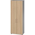 Schränke Breno, 6 OH, abschliessbar, 28 kg je Boden, B 800 x T 420 x H 2156 mm, graphit/Eiche