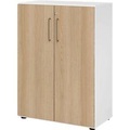 Schränke Breno, 3 OH, abschliessbar, 28 kg je Boden, B 800 x T 420 x H 1100 mm, weiss/Eiche