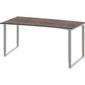 Schreibtisch TEQSTYLE, Kufengestell, Freiform, links, B 2000 x T 1000/800 x H 680 - 820 mm, Quarzit/alu