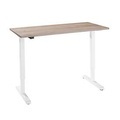 Schreibtisch, elektrisch höhenverstellbar, Rechteck, T-Fuss, B 1300 x T 650 x H 715-1205 mm, Eiche/weiss