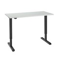 Schreibtisch, elektrisch höhenverstellbar, Rechteck, T-Fuss, B 1300 x T 650 x H 715-1205 mm, lichtgrau/schwarz