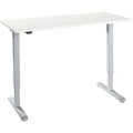 Schreibtisch, elektrisch höhenverstellbar, Rechteck, T-Fuss, B 1300 x T 650 x H 715-1205 mm, weiss/weissaluminium