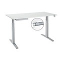 Schreibtisch, elektrisch höhenverstellbar, Rechteck, T-Fuss, B 1600 x T 800 x H 645-1290 mm, lichtgrau/weissaluminium