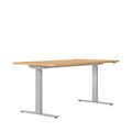 Schreibtisch ERGO DRIVE ED 470, elektrisch höhenverstellbar, Rechteck, T-Fuss, B 1600 x T 800 x H 692-1147 mm, Buche/lichtgrau