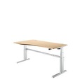 Schreibtisch Komfort, elektrisch höhenverstellbar, Freiform, Ansatz links, C-Fuss, B 1800 x T 1000/800 x H 655-1305 mm, Ahorn/weissalu