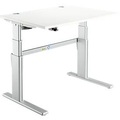 Schreibtisch Komfort, 2-stufig elektrisch höhenverstellbar, B 1200 mm, weiß/weißalu