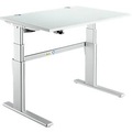 Schreibtisch Komfort, elektrisch höhenverstellbar, Rechteck, C-Fuss, B 1200 x T 800 x H 655-1305 mm, lichtgrau/weissaluminium RAL 9006