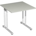 Schreibtisch PALENQUE, C-Fuss, Rechteck, B 800 x T 800 x H 680-820 mm, lichtgrau