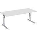 Schreibtisch PALENQUE, C-Fuß, Rechteck, B 1800 x T 800 x H 680-820 mm, lichtgrau