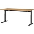 Schreibtisch Profi 2.0, rechteckig, C-Fuß, B 1600 x T 800 x H 700-810 mm, lichtgrau/silber