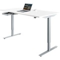 Schreibtisch Start Off, elektrisch höhenverstellbar, Rechteck, T-Fuss, B 1600 x T 800 x H 705-1205 mm, lichtgrau/weissaluminium + Zubehörschublade