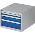 SSI Schäfer, Schubladenkasten zur TOP-Werkbank, Block 1, hellsilber/blau
