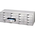 Schubladenbox Paperflow, A4, 16 Schübe, Teilauszug, geschlossene Fronten, Griffmulde & Etikettenhalter, Etiketten, B 1075 x T 342 x H 329 mm, PS, grau
