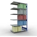 Schulte Lagertechnik Fachbodenregal-Stecksystem MULTIplus 250, Anbauregal, Längenriegel, 2500x1300x800 mm, 6 Böden, enzianblau/verzinkt