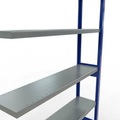 Schulte Lagertechnik Fachbodenregal-Stecksystem MULTIplus 250, Anbauregal, Längenriegel, 2500x1300x300 mm, 6 Böden, enzianblau/verzinkt