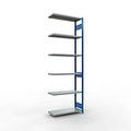 Schulte Lagertechnik Fachbodenregal-Stecksystem MULTIplus 250, Anbauregal, Längenriegel, 3000x1000x400 mm, 7 Böden, enzianblau/verzinkt