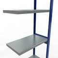 Schulte Lagertechnik Fachbodenregal-Stecksystem MULTIplus 250, Anbauregal, Längenriegel, 3000x750x400 mm, 7 Böden, enzianblau/verzinkt