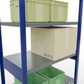Schulte Lagertechnik Fachbodenregal-Stecksystem MULTIplus 250, Grundregal, Längenriegel, 2500x1000x600 mm, 6 Böden, enzianblau/verzinkt