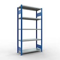 Schulte Lagertechnik Fachbodenregal-Stecksystem MULTIplus 250, Grundregal, Längenriegel, 2000x1000x400 mm, 5 Böden, enzianblau/verzinkt