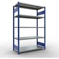 Schulte Lagertechnik Fachbodenregal-Stecksystem MULTIplus 250, Grundregal, Längenriegel, 2000x1300x600 mm, 5 Böden, enzianblau/verzinkt