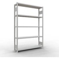 Schulte Lagertechnik Fachbodenregal-Stecksystem MULTIplus 250, Grundregal, Längenriegel, 2000x1300x300 mm, 5 Böden, lichtgrau