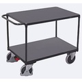 Schwerer Tischwagen, Stahl/MDF-Platte, Anthrazitgrau/Dunkelgrau, 2 Etagen, L 850 x B 500 mm, TPE-Rollen mit EasySTOP, bis 400 kg