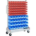 undefined, Sichtrollwagen f. Sichtlagerkästen, einseitig, B 1130 x T 510 x H 1705 mm, 60 x 0,7 l rot, 28 x 7,5 l blau