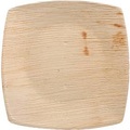 PAPSTAR, Teller Papstar QUADRATO Pure, Einweg, quadratisch, L 200 x B 200 mm, wasser- & hitzebeständig, kompostierbar, Palmblatt, natur, 25 Stück