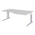 Winkelschreibtisch BARI, 90°, Form A, Winkel rechts, C-Fuss, B 2000 x T 1000 mm, hellgrau